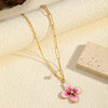 Wholesale Women's Light Luxury Real Gold Plated Flower Necklace Regular Chain