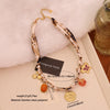 Wholesale Women's Light Luxury Real Gold Plated Handmade Flower Heart Scarf Chain Necklace Accessories