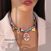 Wholesale Women's Light Luxury Real Gold Plated Handmade Flower Heart Scarf Chain Necklace Accessories