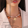 Wholesale Women's Light Luxury Real Gold Plated Handmade Flower Heart Scarf Chain Necklace Accessories