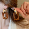 Wholesale Women's Light Luxury Resin Earrings With Geometric Heart Design And Electroplating