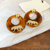 Wholesale Women's Light Luxury Resin Earrings With Geometric Heart Design And Electroplating