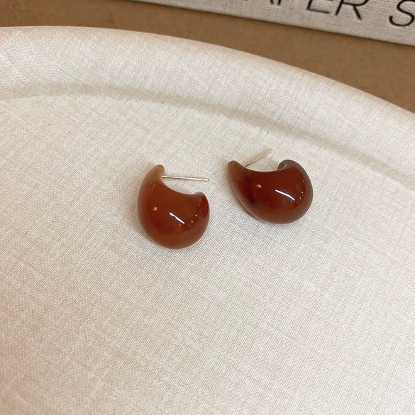 Wholesale Women's Light Luxury Resin Earrings With Geometric Heart Design And Electroplating