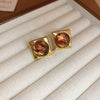 Wholesale Women's Light Luxury Resin Earrings With Geometric Heart Design And Electroplating