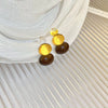 Wholesale Women's Light Luxury Resin Earrings With Geometric Heart Design And Electroplating