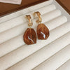 Wholesale Women's Light Luxury Resin Earrings With Geometric Heart Design And Electroplating