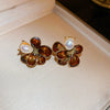 Wholesale Women's Light Luxury Resin Earrings With Geometric Heart Design And Electroplating