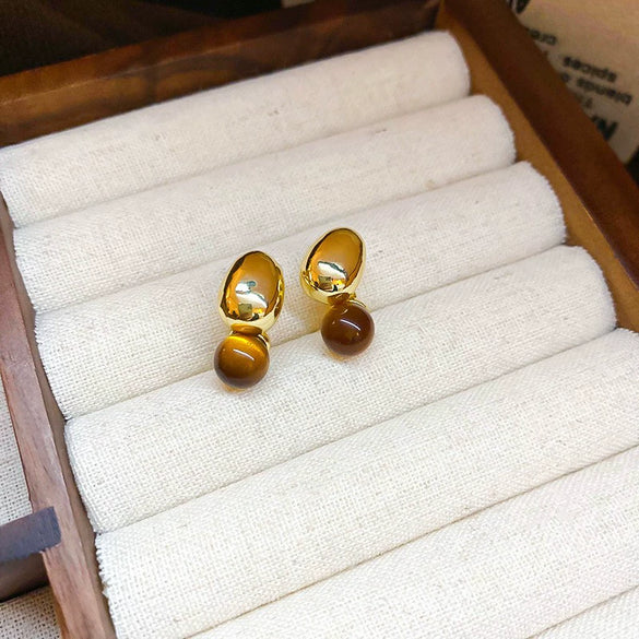 Wholesale Women's Light Luxury Resin Earrings With Geometric Heart Design And Electroplating