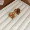 Wholesale Women's Light Luxury Resin Earrings With Geometric Heart Design And Electroplating