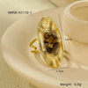 Wholesale Women's Light Luxury Retro Stainless Steel Oval Ring Inlaid With Natural Stone And Electroplated