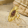 Wholesale Women's Light Luxury Retro Stainless Steel Oval Ring Inlaid With Natural Stone And Electroplated