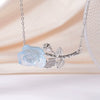Wholesale Women's Light Luxury Rose Flower Pendant Necklace Copper Electroplating Mixed Gemstone Setting O Chain Jewelry