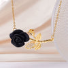 Wholesale Women's Light Luxury Rose Flower Pendant Necklace Copper Electroplating Mixed Gemstone Setting O Chain Jewelry