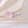 Wholesale Women's Light Luxury Rose Flower Pendant Necklace Copper Electroplating Mixed Gemstone Setting O Chain Jewelry