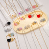 Wholesale Women's Light Luxury Rose Flower Pendant Necklace Copper Electroplating Mixed Gemstone Setting O Chain Jewelry