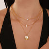 Wholesale Women's Light Luxury Round Clavicle Necklace With Relief Phoenix Design Made Of White Seashell And Stainless Steel 18K Gold Plated Geometric Pattern