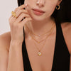 Wholesale Women's Light Luxury Round Clavicle Necklace With Relief Phoenix Design Made Of White Seashell And Stainless Steel 18K Gold Plated Geometric Pattern