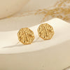 Wholesale Women's Light Luxury Round Stainless Steel 18K Gold Plated Earrings