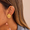 Wholesale Women's Light Luxury Round Stainless Steel 18K Gold Plated Earrings