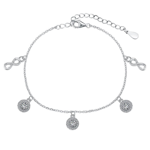 Wholesale Women's Light Luxury S925 Sterling Silver Anklet With Fourleaf Clover And Butterfly Design