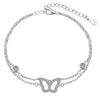 Wholesale Women's Light Luxury S925 Sterling Silver Anklet With Fourleaf Clover And Butterfly Design