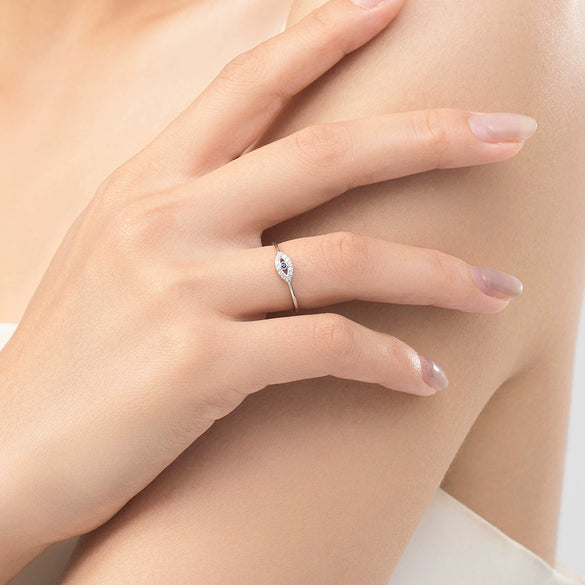 Wholesale Women's Light Luxury S925 Sterling Silver Devil's Eye Microinlay Ring And Bracelet