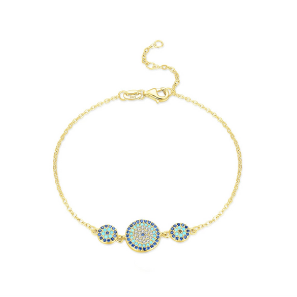 Wholesale Women's Light Luxury S925 Sterling Silver Devil's Eye Microinlay Round Diamond Bracelet