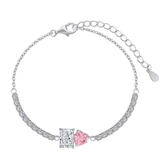 Wholesale Women's Light Luxury S925 Sterling Silver Fourleaf Clover Geometric Zircon Rai Diamond Electroplated Tennis Bracelet