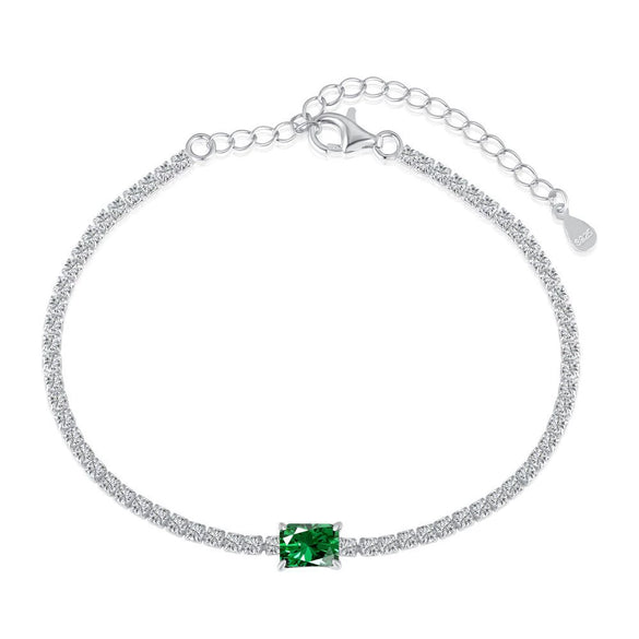 Wholesale Women's Light Luxury S925 Sterling Silver Fourleaf Clover Geometric Zircon Rai Diamond Electroplated Tennis Bracelet
