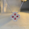 Wholesale Women's Light Luxury S925 Sterling Silver Fourleaf Clover Ochain Necklace With Pink Diamond Design