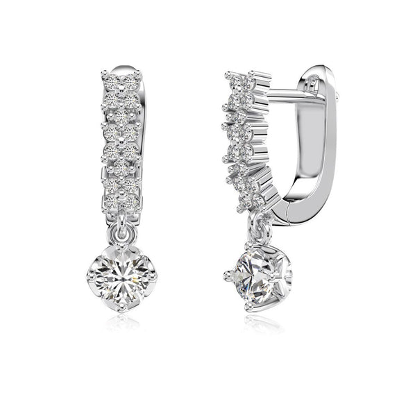 Wholesale Women's Light Luxury S925 Sterling Silver Geometric Heart Pendant Earrings