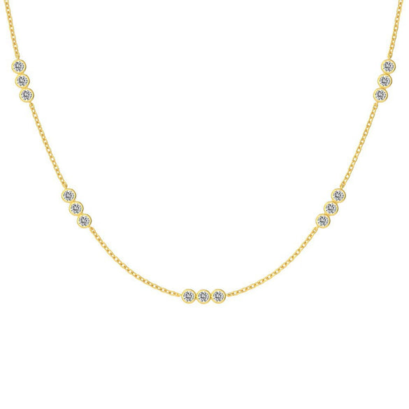 Wholesale Women's Light Luxury S925 Sterling Silver Geometric Round Zirconium Inlay Electroplated Clavicle Necklace