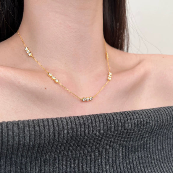 Wholesale Women's Light Luxury S925 Sterling Silver Geometric Round Zirconium Inlay Electroplated Clavicle Necklace