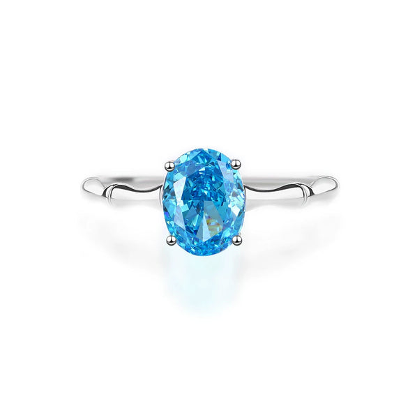 Wholesale Women's Light Luxury S925 Sterling Silver Geometric Zircon Aquamarine Ring With Diamond Design And Ice Flower Cut