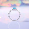 Wholesale Women's Light Luxury S925 Sterling Silver Geometric Zircon Aquamarine Ring With Diamond Design And Ice Flower Cut