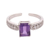 Wholesale Women's Light Luxury S925 Sterling Silver Ring Inlaid With Natural Amethyst And Geometric Crystal Cube Sugar Design