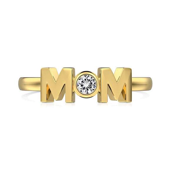 Wholesale Women's Light Luxury S925 Sterling Silver Ring With Letter Design And Zircon Inlaid Electroplated