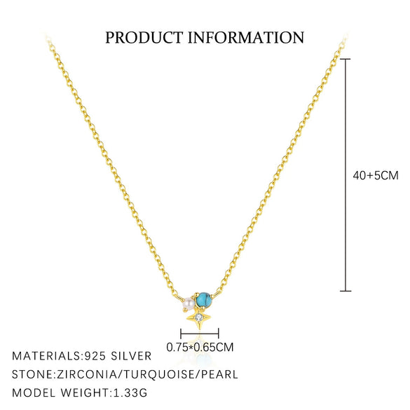 Wholesale Women's Light Luxury S925 Sterling Silver Star Shape Necklace With Zirconia And Cross Chain