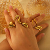 Wholesale Women's Light Luxury Snakeshaped Titanium Steel Geometric Ring With Electroplating