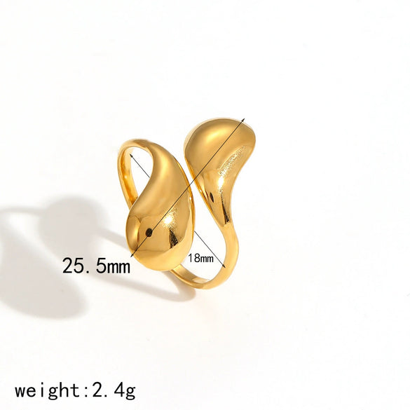 Wholesale Women's Light Luxury Snakeshaped Titanium Steel Geometric Ring With Electroplating