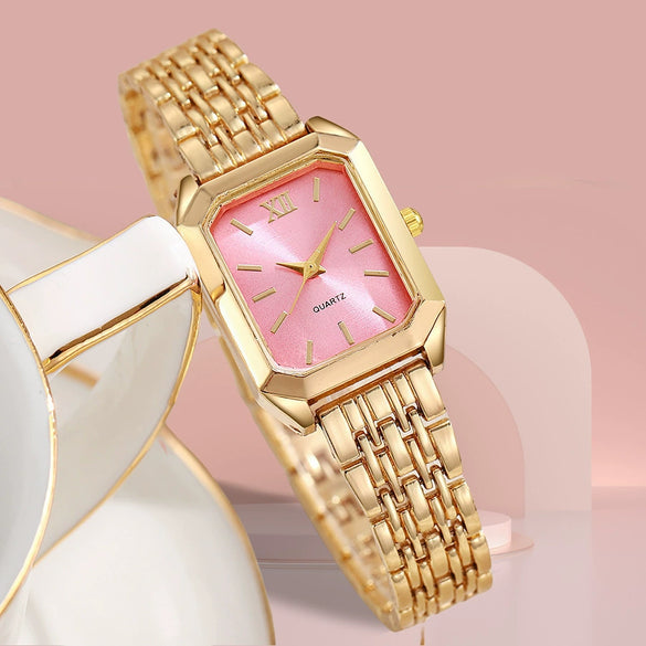 Wholesale Women's Light Luxury Square Quartz Watch Alloy Case And Strap Casual Style Pin Buckle Ordinary Glass Mirror