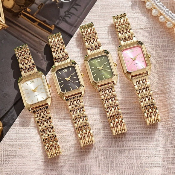 Wholesale Women's Light Luxury Square Quartz Watch Alloy Case And Strap Casual Style Pin Buckle Ordinary Glass Mirror
