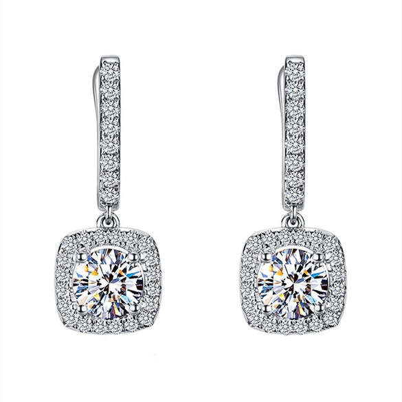 Wholesale Women's Light Luxury Square Ushaped Zinc Alloy Rhinestone Electroplated Ear Buckle