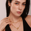 Wholesale Women's Light Luxury Square Zircon Stainless Steel Gold Plated Double Layer Stacked Blade Chain Necklace With Omega Ot Buckle And Geometric Design