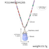 Wholesale Women's Light Luxury Stainless Steel And Resin Water Drop Clavicle Necklace With Colorful Zircon And Geometric Pattern Electroplated