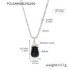 Wholesale Women's Light Luxury Stainless Steel And Resin Water Drop Clavicle Necklace With Colorful Zircon And Geometric Pattern Electroplated