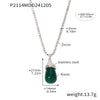 Wholesale Women's Light Luxury Stainless Steel And Resin Water Drop Clavicle Necklace With Colorful Zircon And Geometric Pattern Electroplated