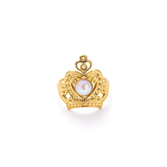 Wholesale Women's Light Luxury Stainless Steel And Titanium Steel Hollow Crown Ring With Electroplating