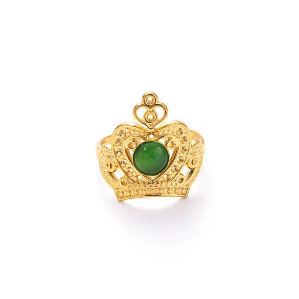 Wholesale Women's Light Luxury Stainless Steel And Titanium Steel Hollow Crown Ring With Electroplating