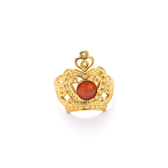 Wholesale Women's Light Luxury Stainless Steel And Titanium Steel Hollow Crown Ring With Electroplating